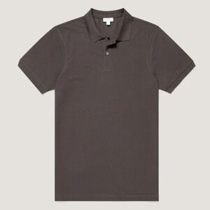 Sunspel England Piqué Polo Shirt Men M Slim Gray Supima Cotton Made in Portugal